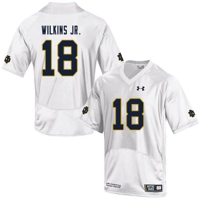 Notre Dame Fighting Irish Men's Joe Wilkins Jr. #18 White Under Armour Authentic Stitched College NCAA Football Jersey CNO7199YK